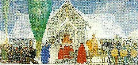 Carl Larsson upsala tempel-midvintersblot oil painting picture